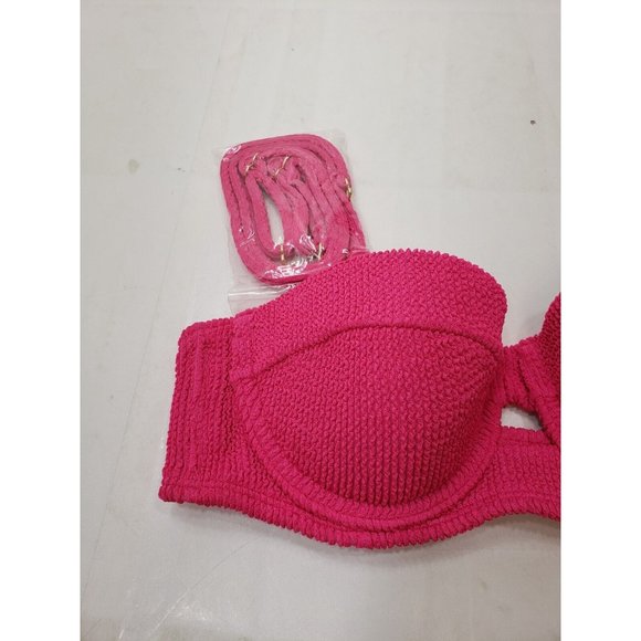 Shade & Shore Womens Bikini Top W/ Removable Strap Lightly Padded Hot Pink 34A - Picture 3 of 8